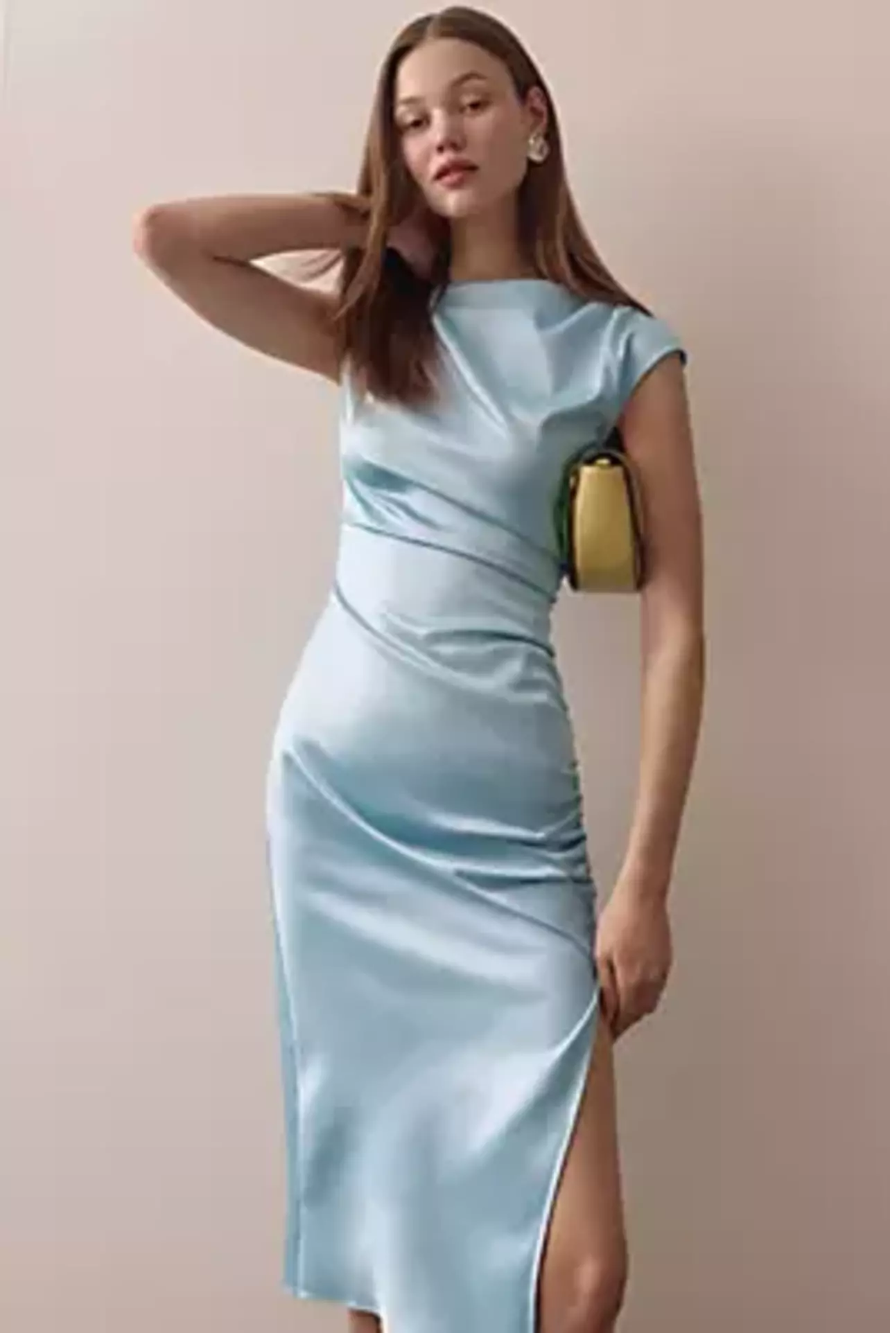 Rodeo  BHLDN - BHLDN Francesca High-Neck Stretch Satin Midi Dress