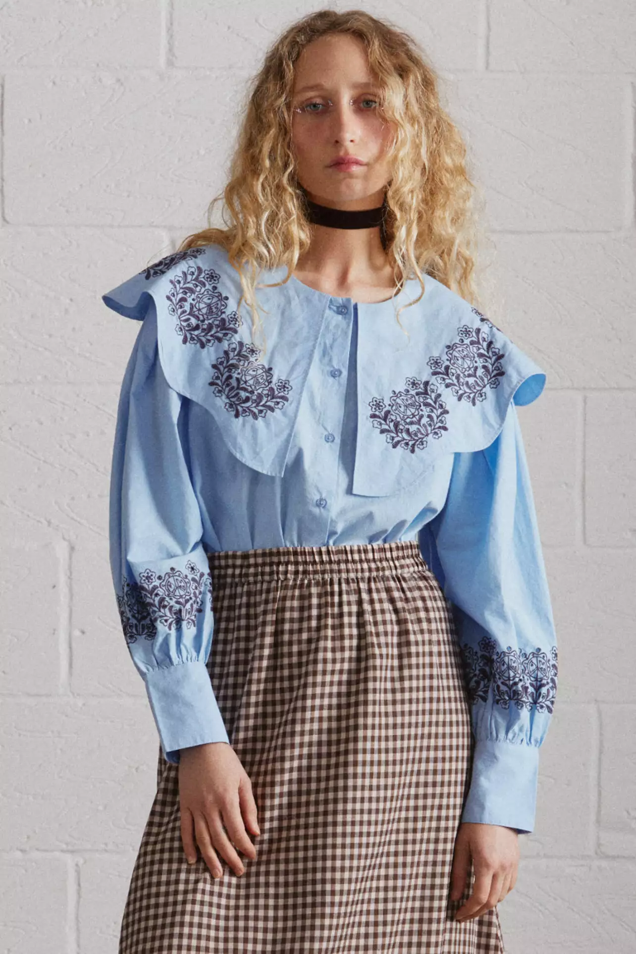 Rodeo – Damson Madder - romeo embroidered blouse blue