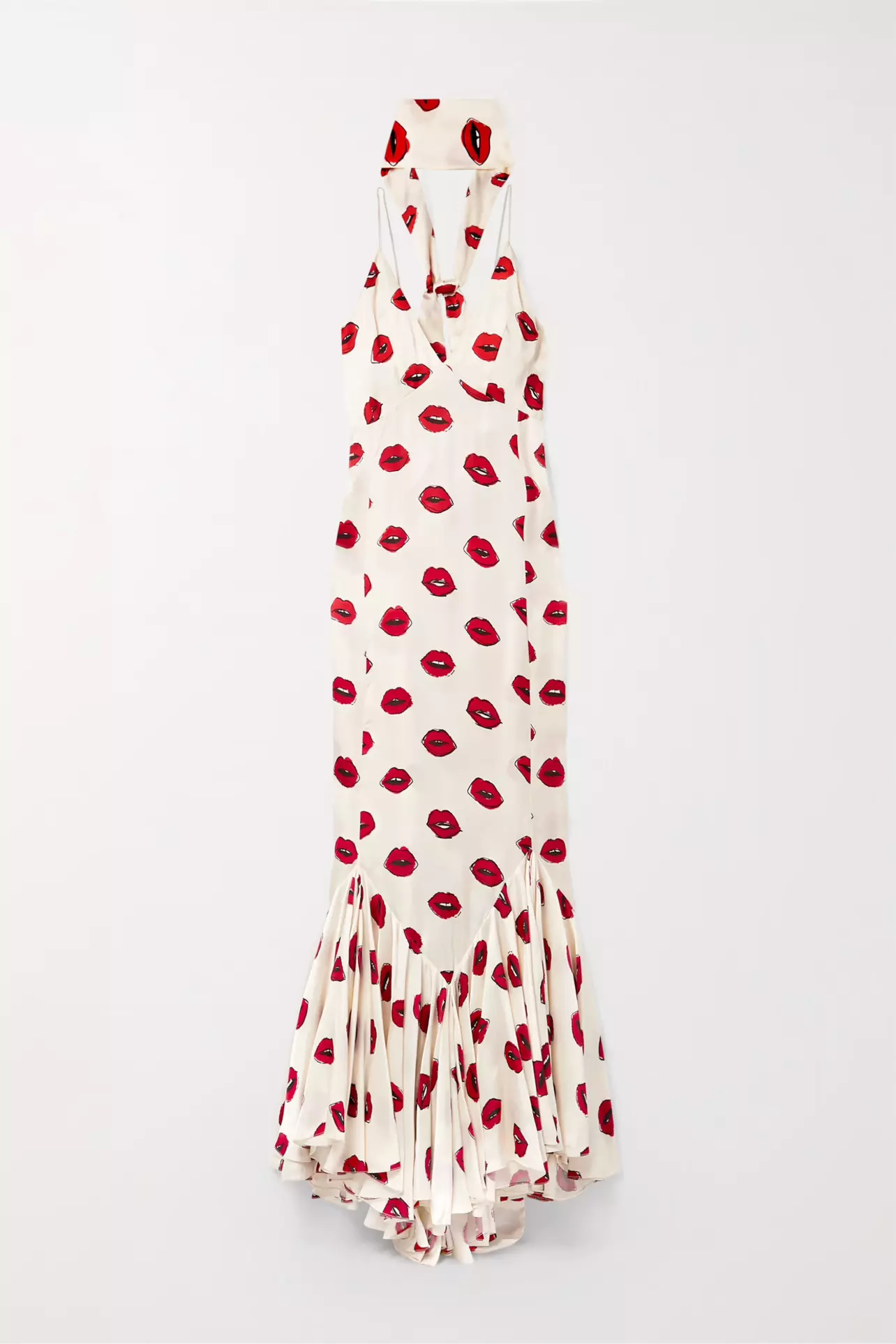 Rodeo KHAITE - Khaite - Candita Scarf-detailed Gathered Printed Twill Maxi Dress - White Rodeo KHAITE - Khaite - Candita Scarf-detailed Gathered Printed Twill Maxi Dress - White