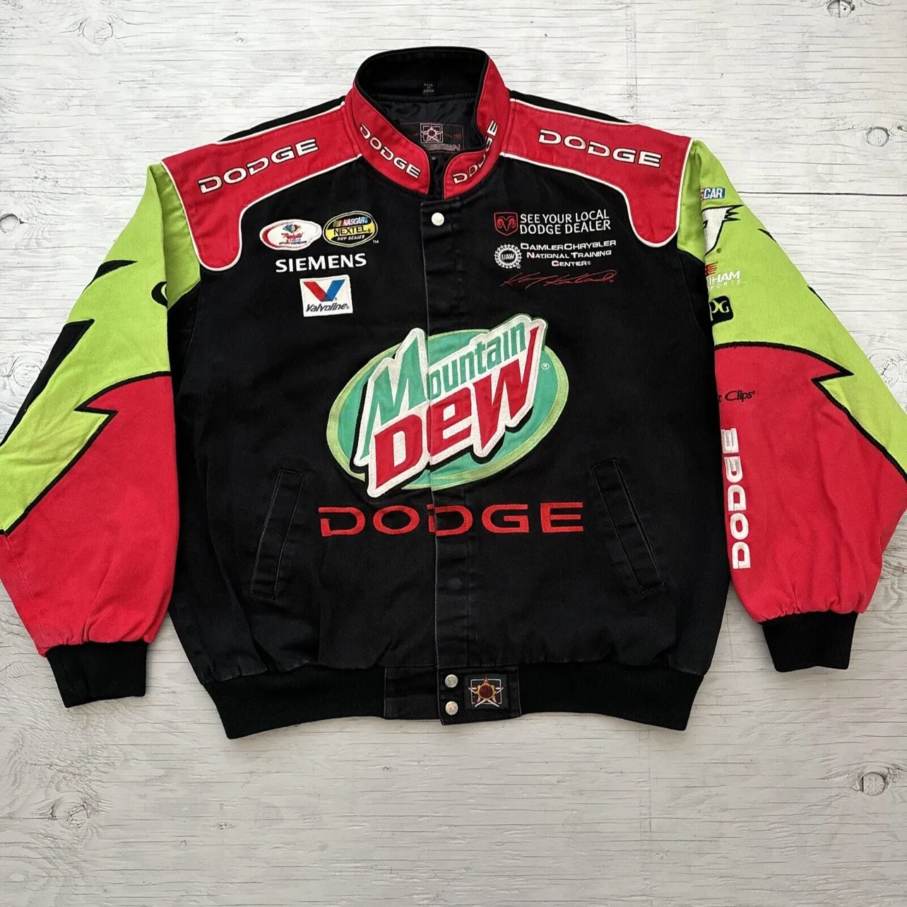 Vintage NASCAR JH Design Kasey Kahne Dodge Mountain Dew Nextel Racing  Jacket 2XL