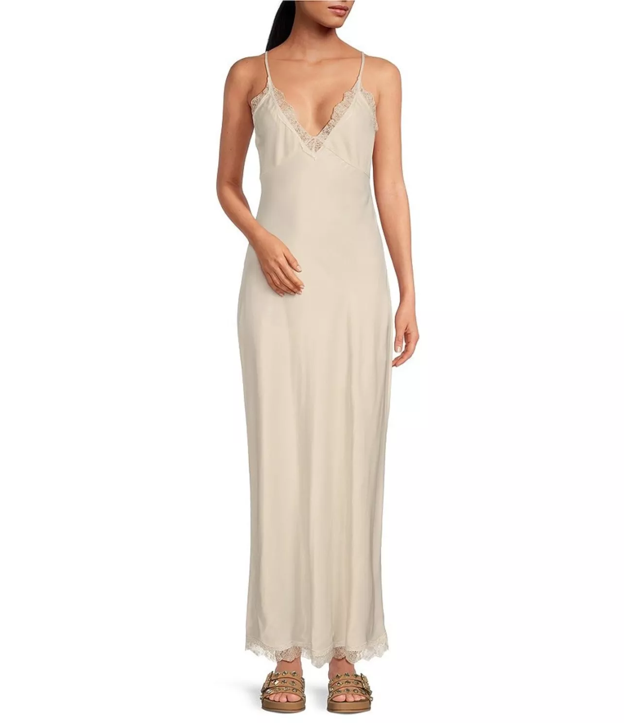 Rodeo Gianni Bini - Gianni Bini x DANNIJO Colette Lace Trim V-Neck Sleeveless Maxi Slip Dress Rodeo Gianni Bini - Gianni Bini x DANNIJO Colette Lace Trim V-Neck Sleeveless Maxi Slip Dress