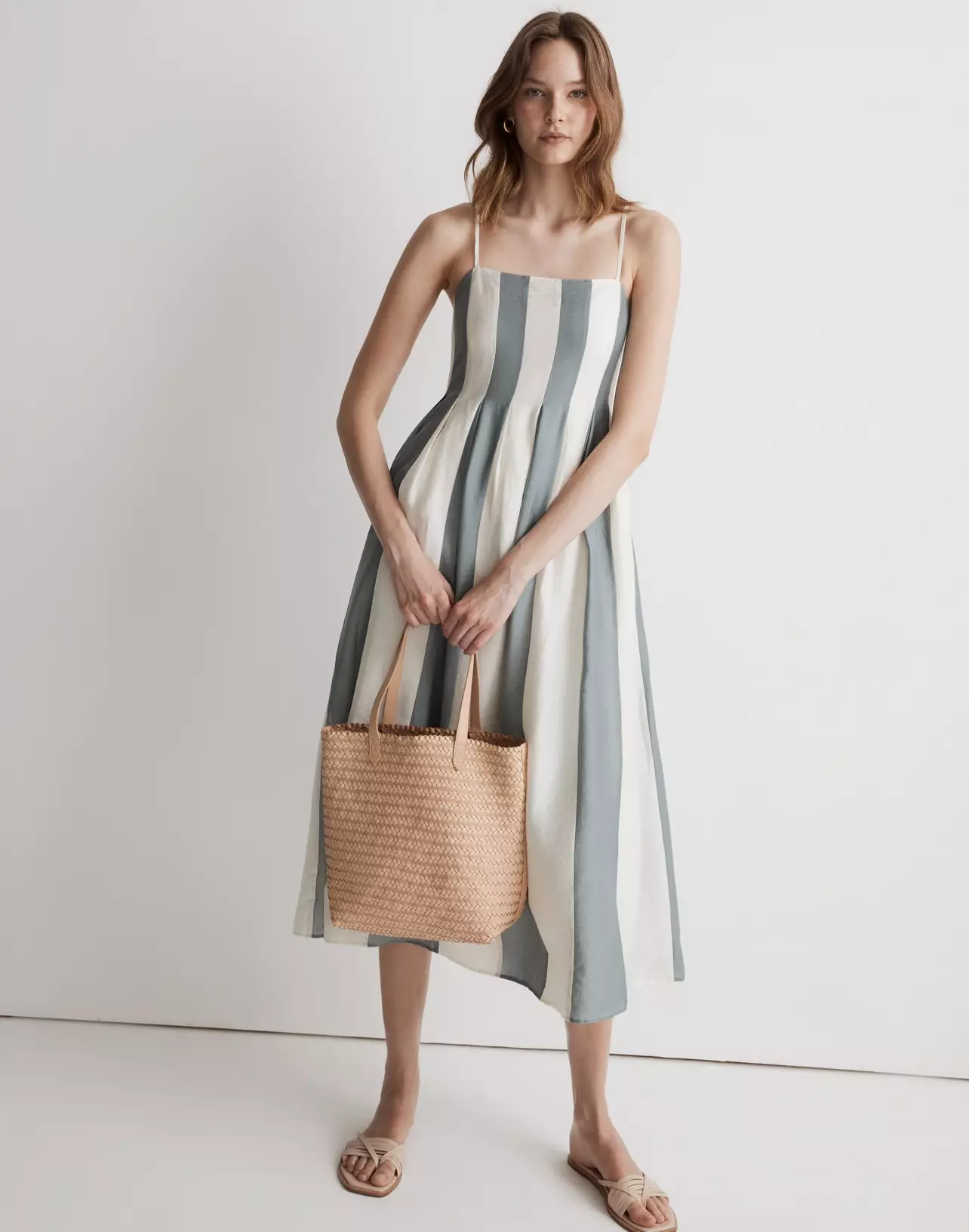 Rodeo  Madewell - Pleated Midi Dress in Stripe