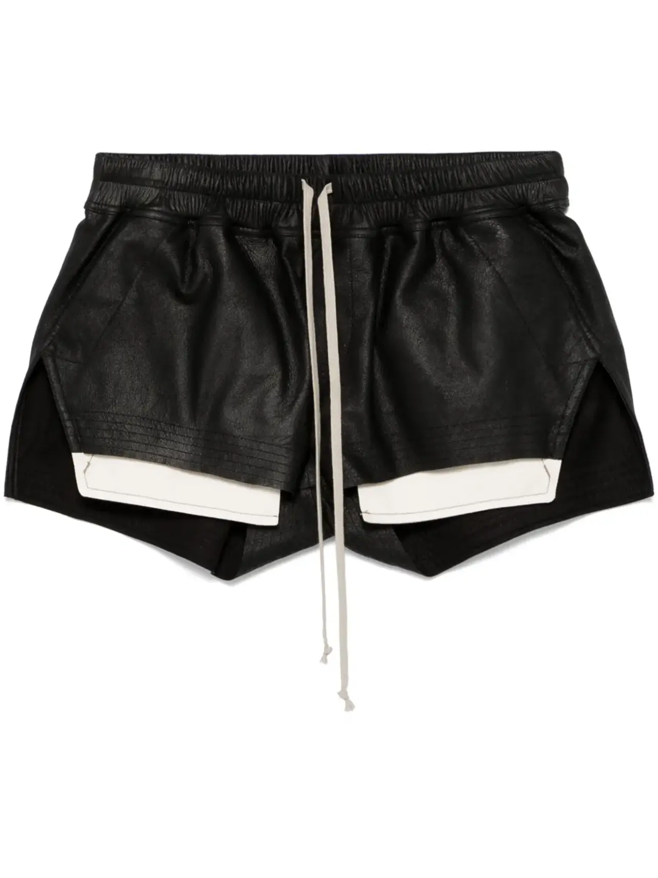 a様　Rick Owens FOG Boxers Black Shorts Black Concordians Fog Boxers Leather Shorts by Rick Owens on Sale