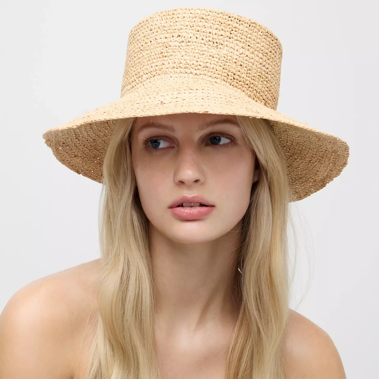 NWT J Crew Retail Wide Brim Raffia Bucket Hat M/L Dk Olive The Jonah, SS  main image 4