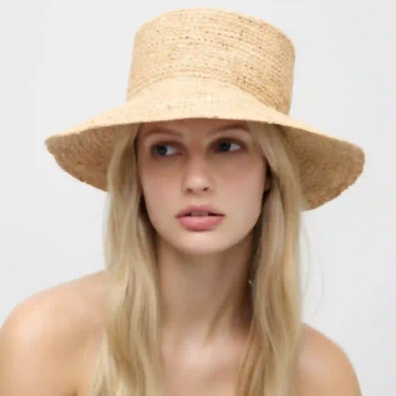 J.Crew Wide-brim raffia bucket hat in Black AY699 CR833_EB9318 main image 4
