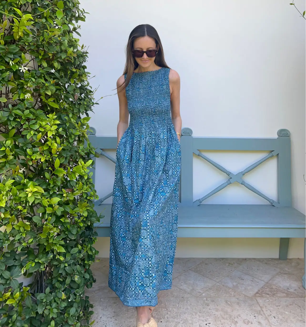 Rodeo  Hill House Home - The Cosima Nap Dress - Navy Calico Trellis