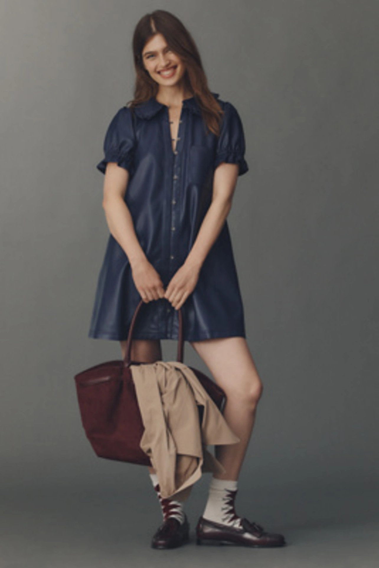 The Keira Faux Leather Mini Dress by Pilcro