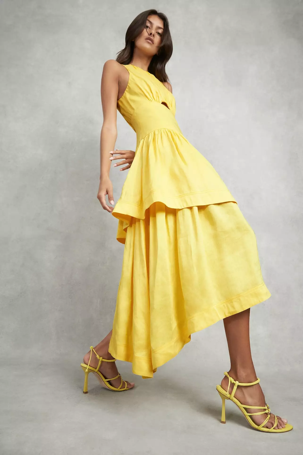 aje yellow cut out dress Rent Aje Yellow Chateau Cut Out Dress