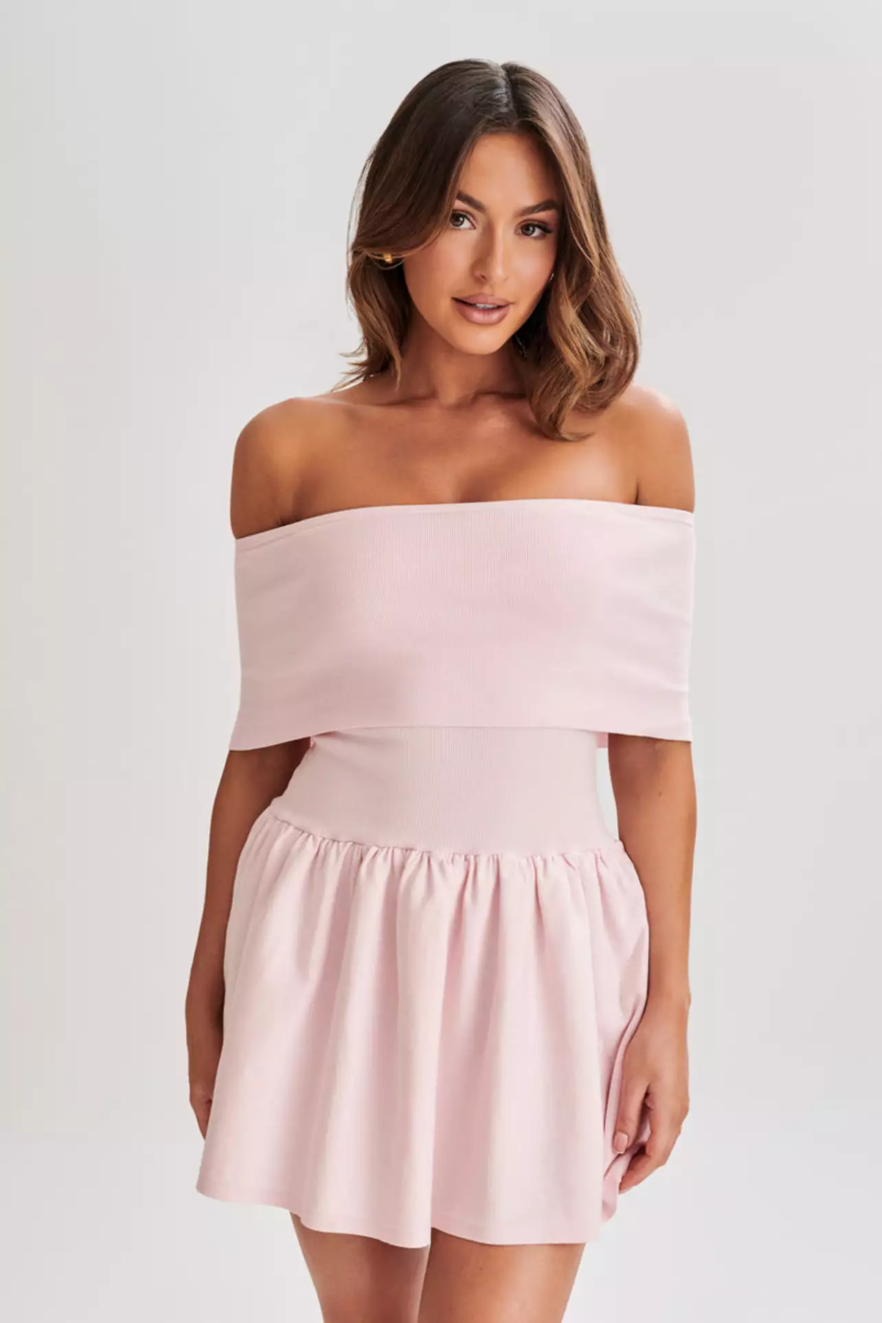 Rodeo MESHKI U.S - Lydia Off Shoulder Knit Mini Dress - Fairy Floss Pink Rodeo MESHKI U.S - Lydia Off Shoulder Knit Mini Dress - Fairy Floss Pink