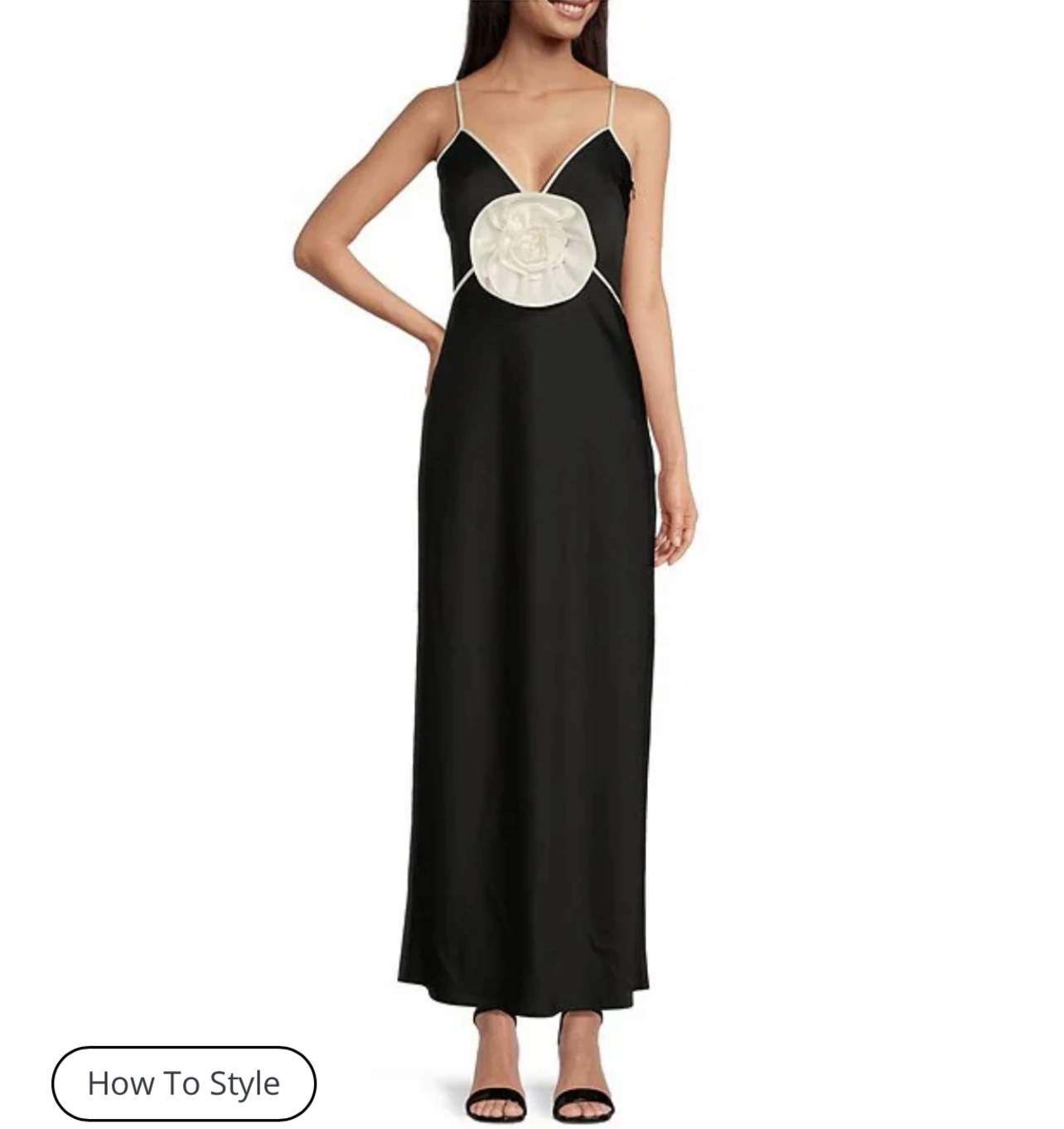 Rodeo Gianni Bini - Gianni Bini Stephanie Satin V-Neck Rosette Detail Sleeveless Slip Maxi Dress Rodeo Gianni Bini - Gianni Bini Stephanie Satin V-Neck Rosette Detail Sleeveless Slip Maxi Dress