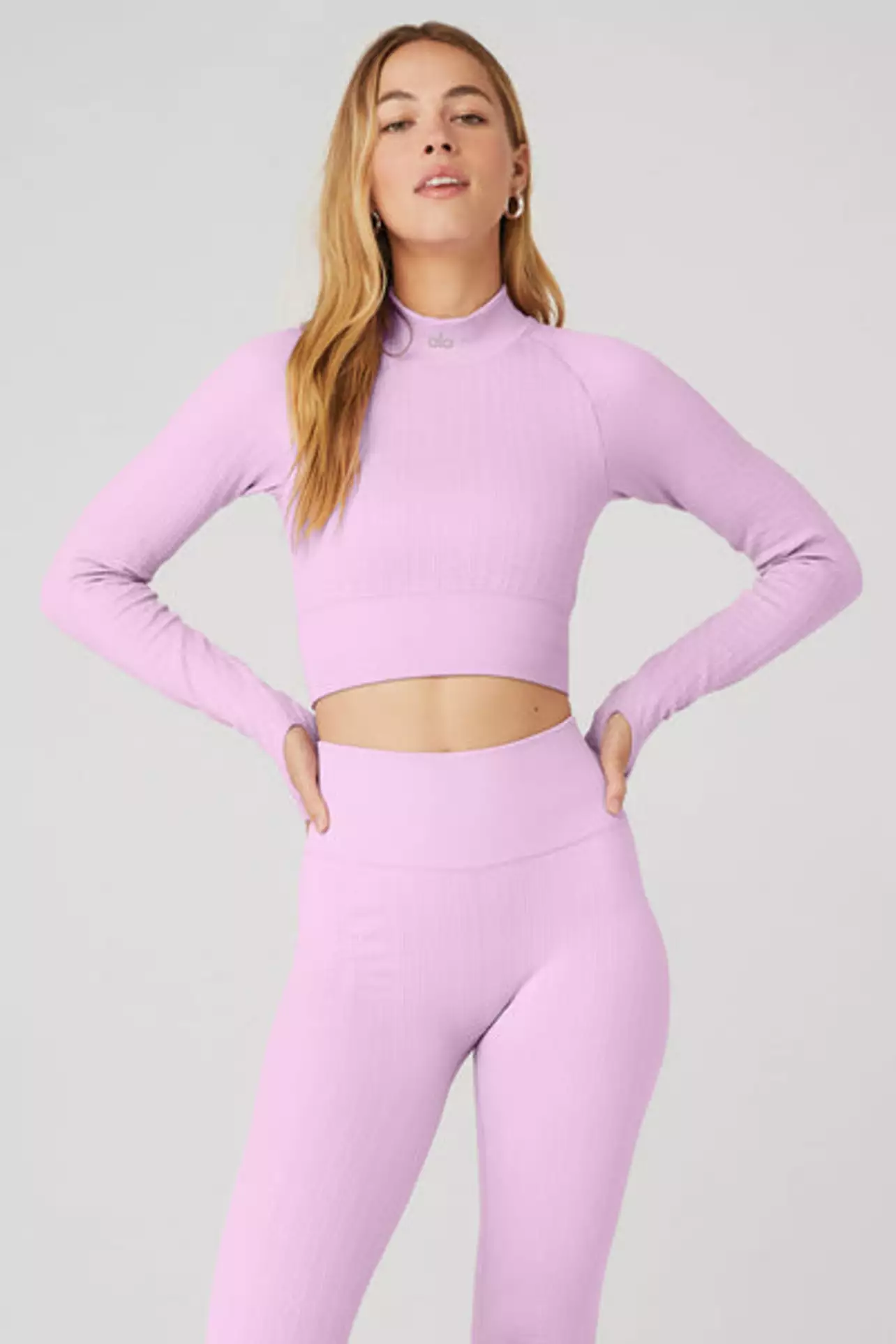Rodeo – Alo Yoga - Seamless Cable Knit Long Sleeve Top - Sugarplum