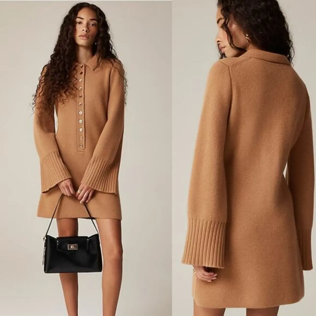 J. Crew Spring Street Cashmere Polo Sweater Dress - Camel - S - NWOT J. Crew Spring Street Cashmere Polo Sweater Dress - Camel - S - NWOT