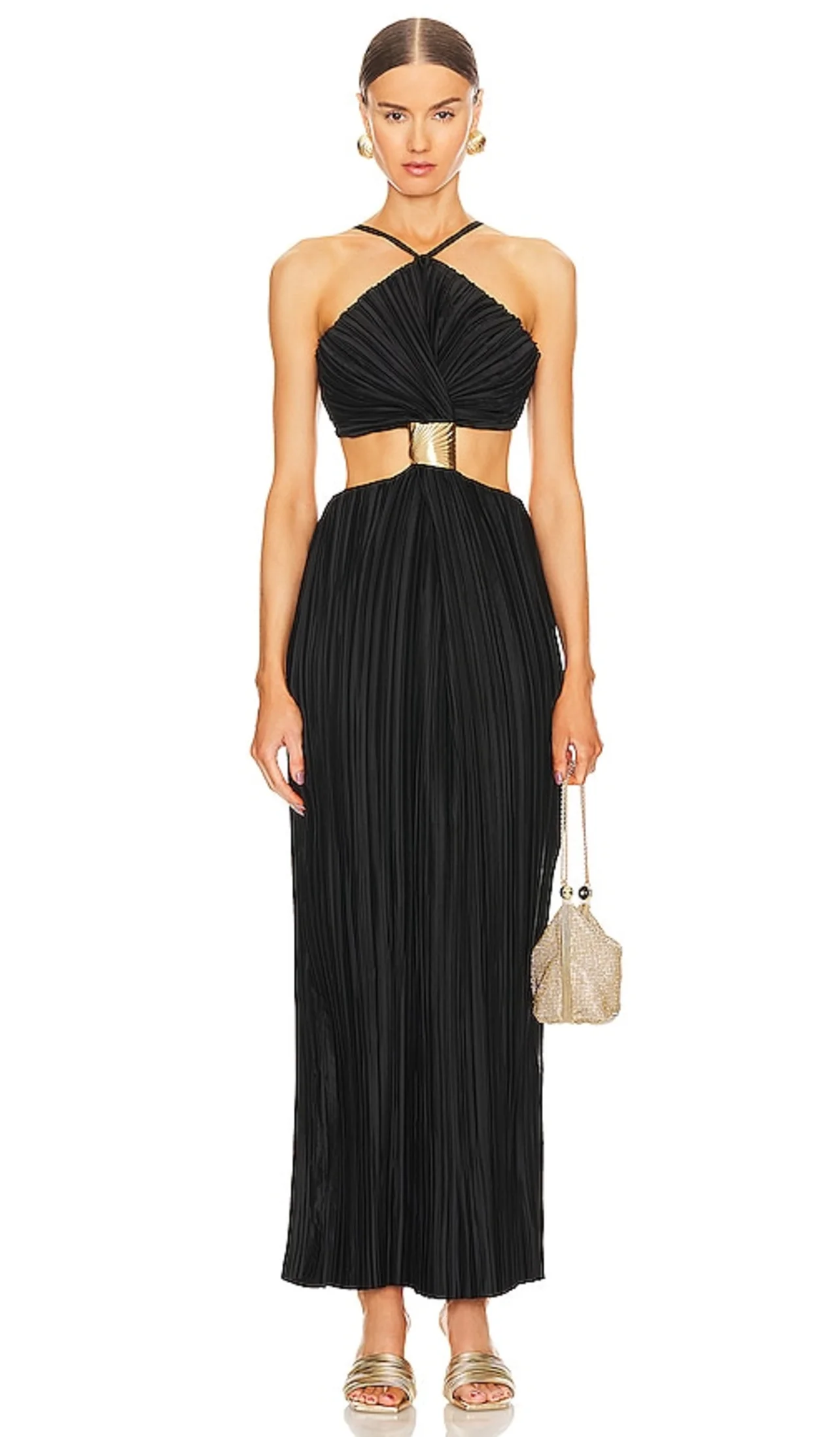 a line halter neck prom dress Stunning A Line Halter Neck Purple Long Prom Dress with Keyhole Split Front main image 0
