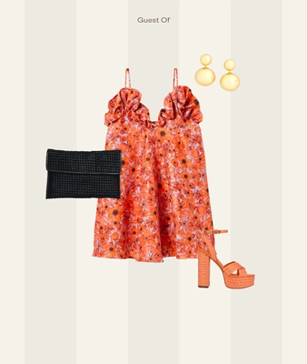 【関税込み】Kika Vargas レッド Joan ミニドレス KIKA VARGAS Joan ruffled floral-print taffeta mini dress