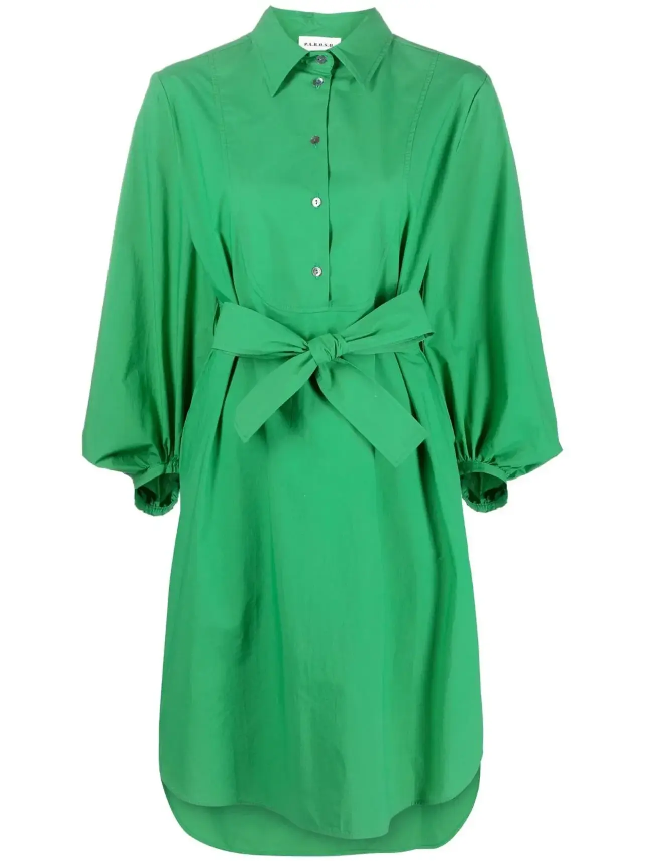 P.A.R.O.S.H. belted cotton shirt dress - Green P.A.R.O.S.H. belted cotton shirt dress - Green