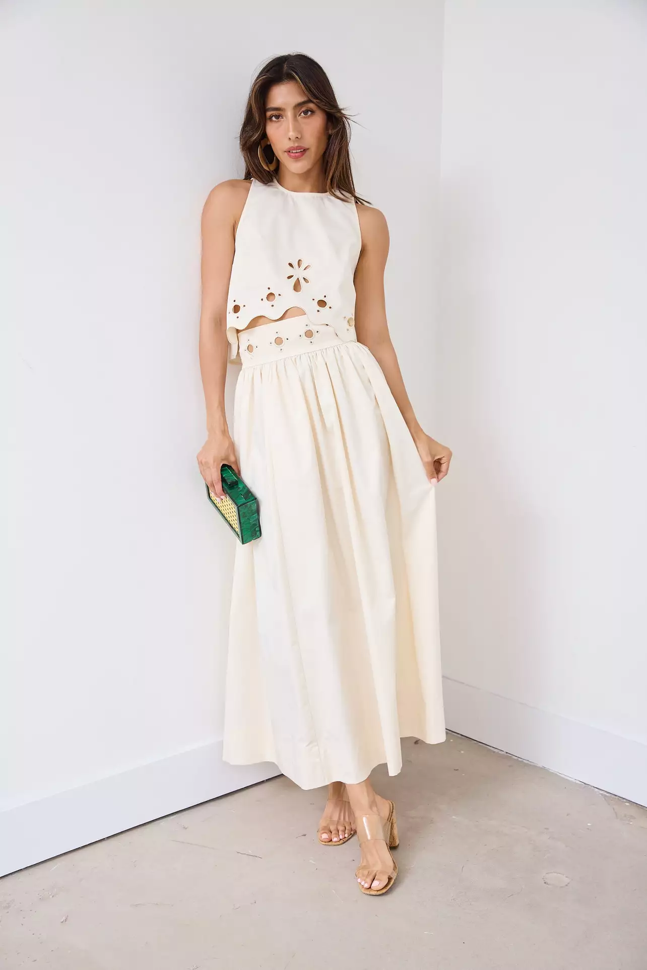 Rodeo  Fore Collection - Vivian Eyelet Midi Skirt