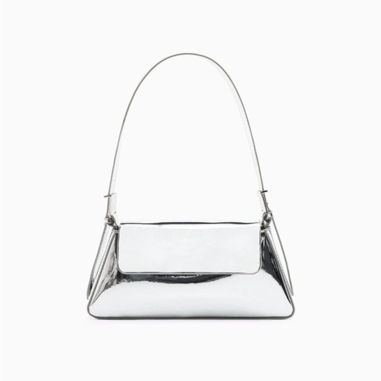 バッグ silver shoulder bag Rodeo – ZARA - ZARA MINIMALIST SHOULDER BAG WITH FLAP IN SILVER