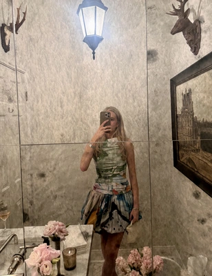 princess polly baby blue dress Olive and Pressed Powder Floral Chloe Dress - STACIE FLINNER main image 0