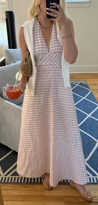 Rodeo  BERNADETTE - Marilyn striped cotton halterneck maxi dress - pink -  FR 32