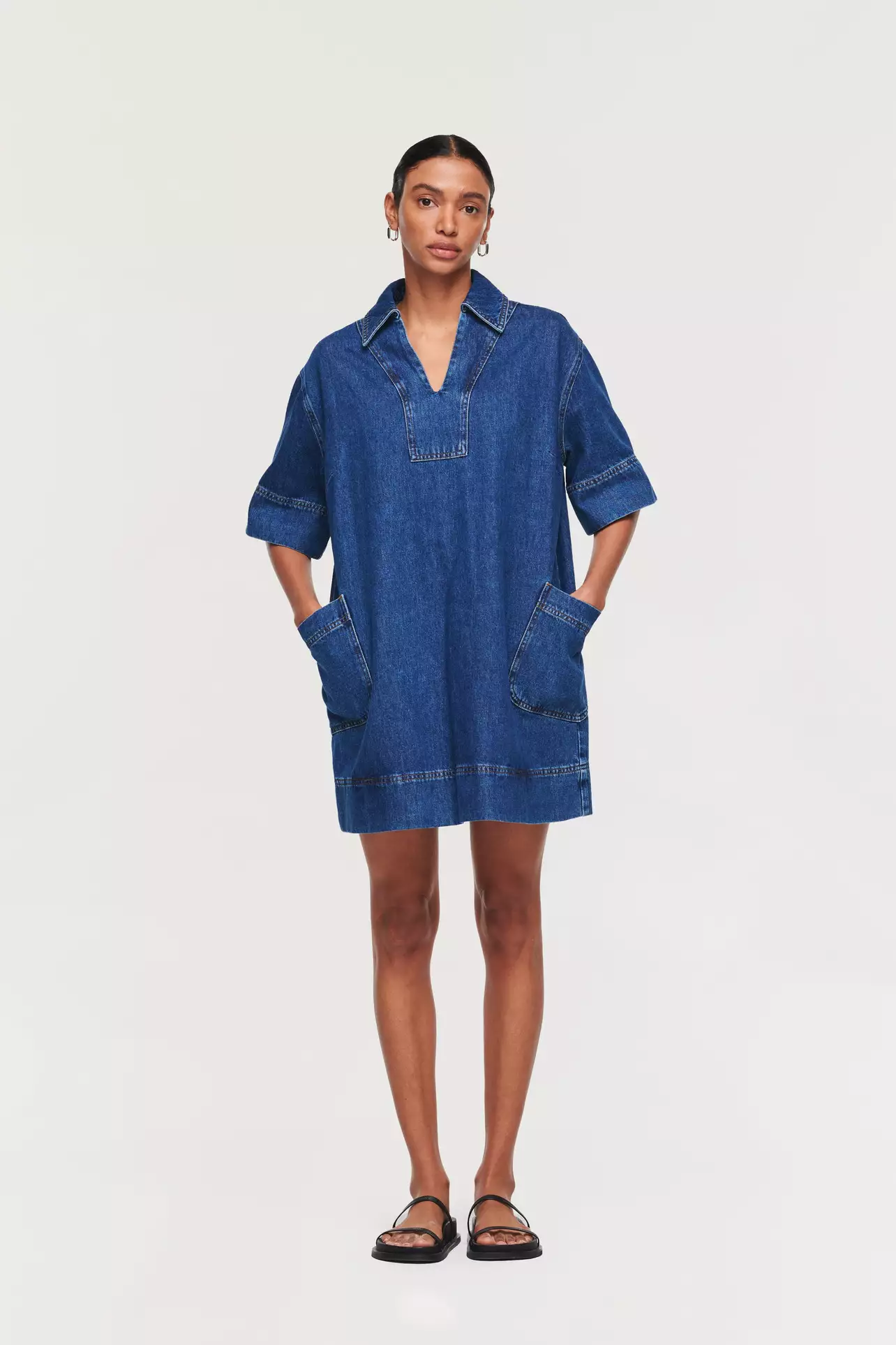 white christmas dresses cora denim mini dress *restocked* – shop zoco main image 0