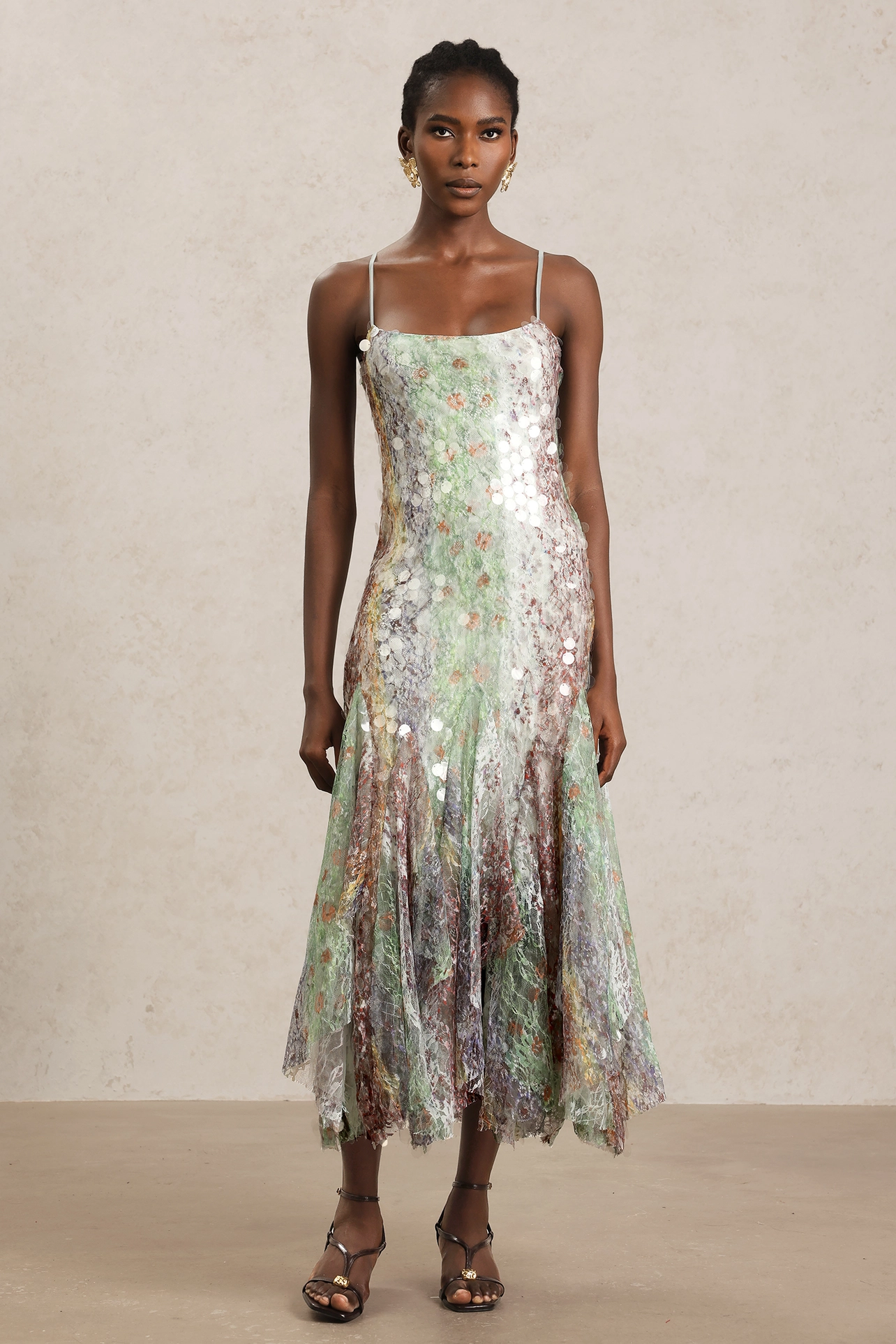 Rodeo  Daily - Wola Halter Printed Sequin Maxi Dress