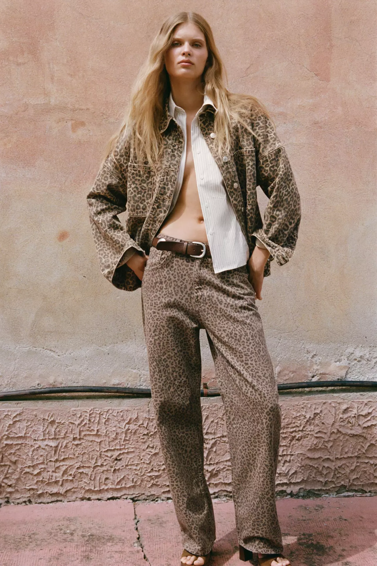 Pantalon Zara Jeans Animal Print Zara Wide Leg Pantalones