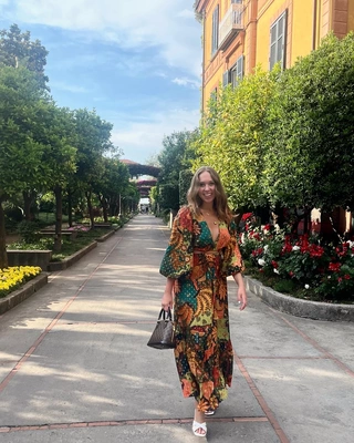 Rodeo  Farm Rio - Sand Palms Paradise Long Sleeve Maxi Dress