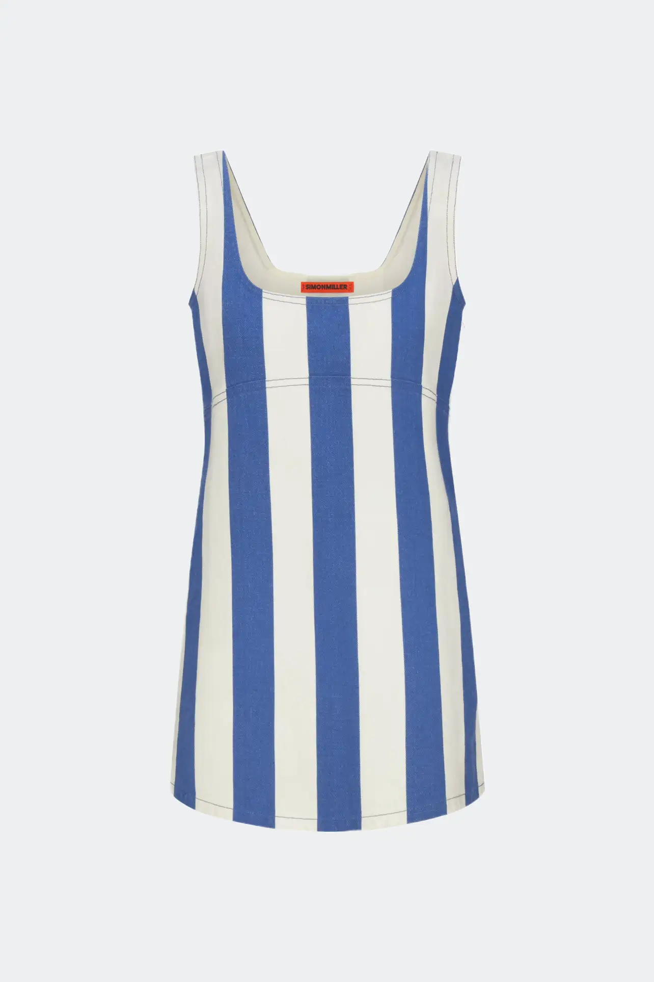 sahara denim dress SIMONMILLER Sahara Striped Denim Mini Dress