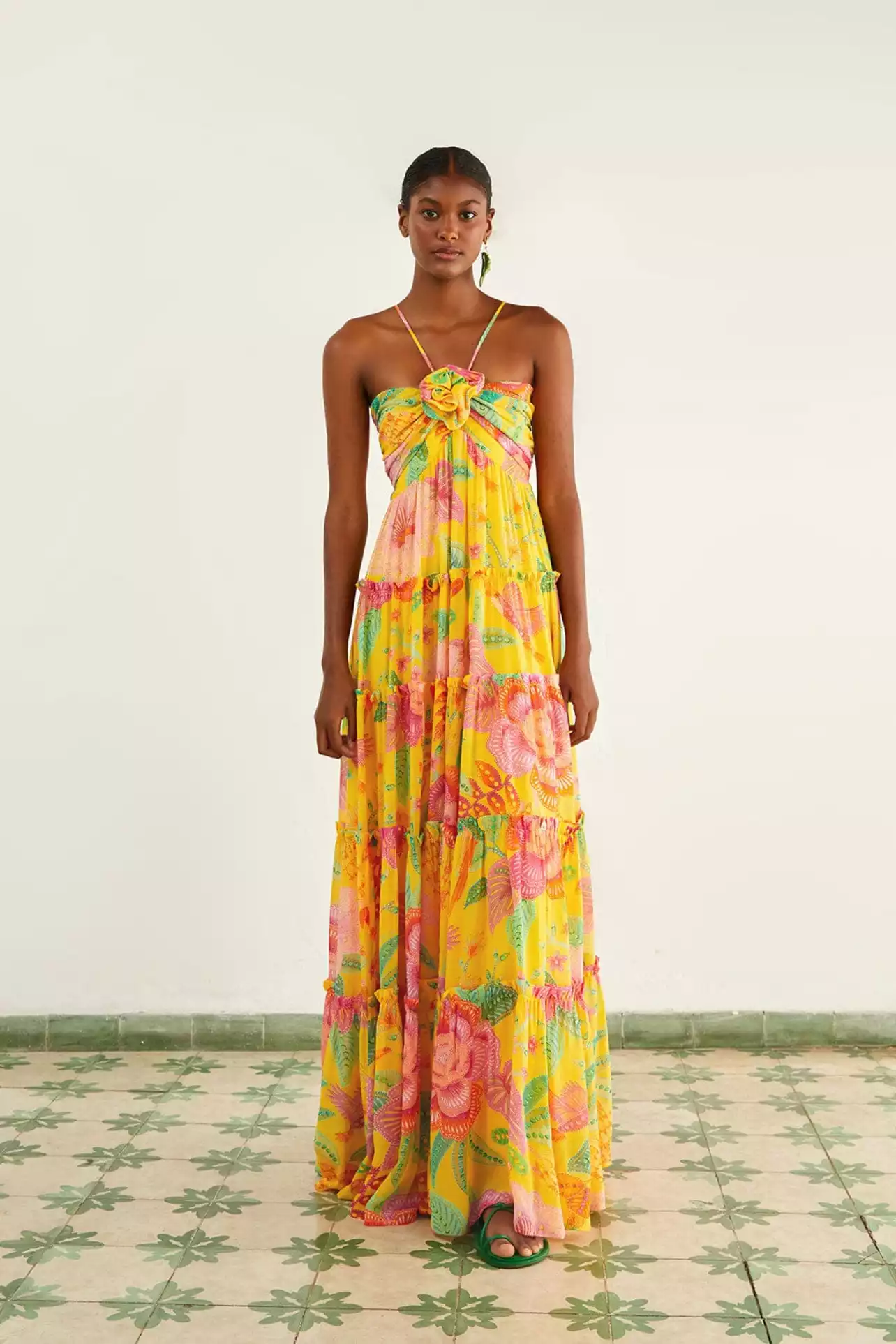 knee length dresses for ladies Beige Fresh Bananas Maxi Dress – FARM Rio