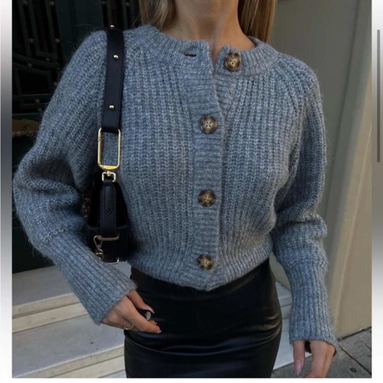 Rodeo – ZARA - Zara ribbed knit jacket gray marl chunky sweater