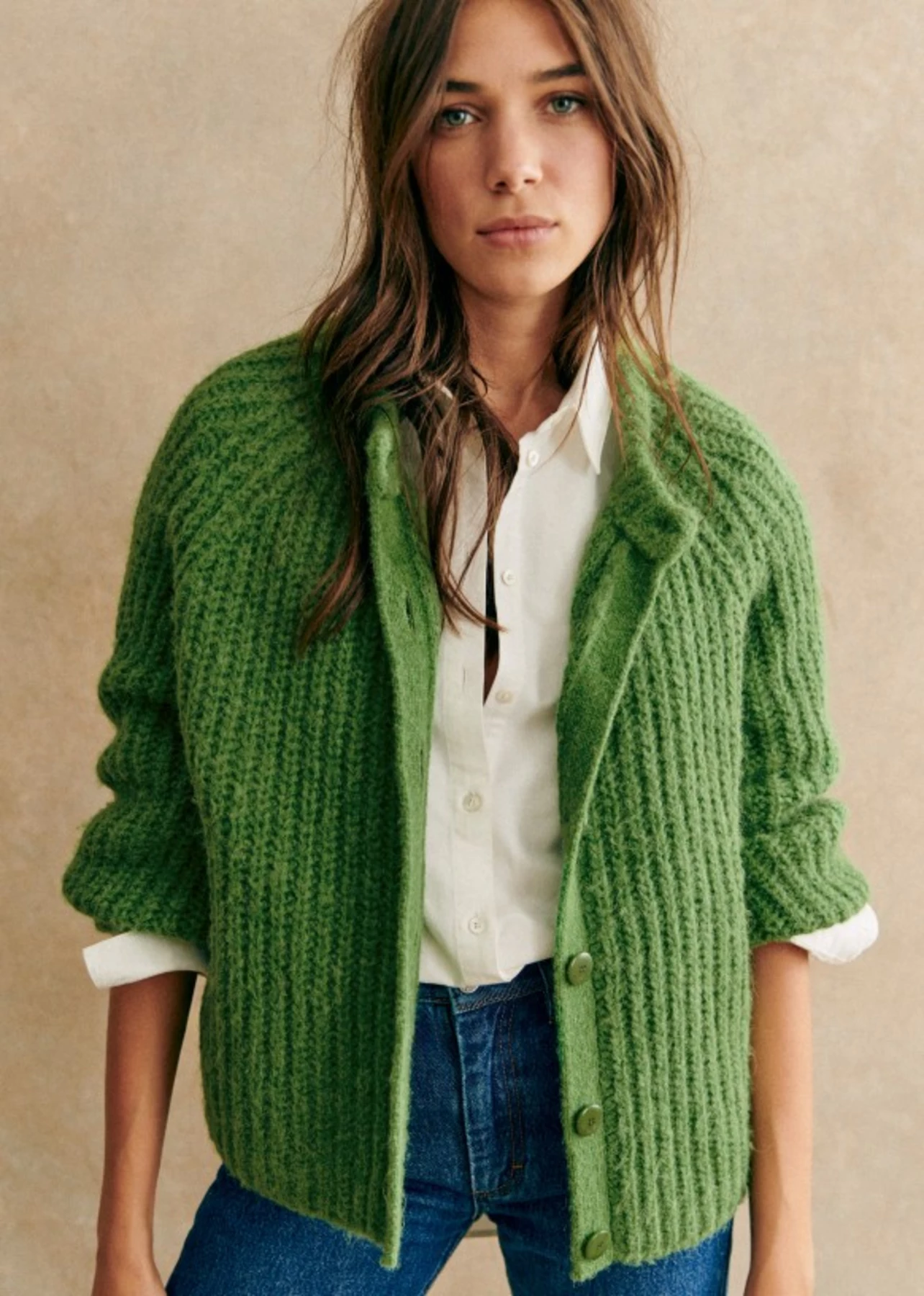 Rodeo – Sezane - Emile Cardigan - Meadow Green - Alpaca - Sézane
