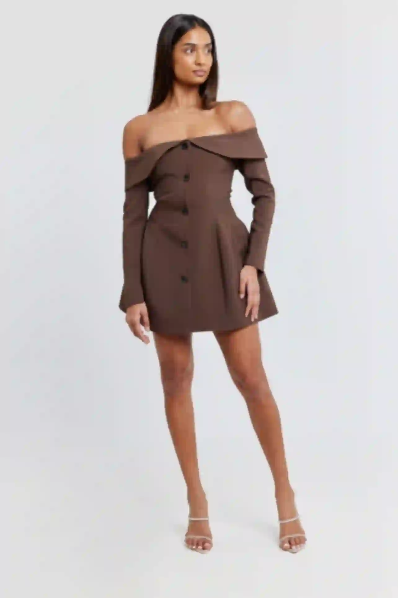 odd muse brown dress Odd Muse - Ultimate Muse Bardot Dress Camel (Size 12) – Goldie's main image 1