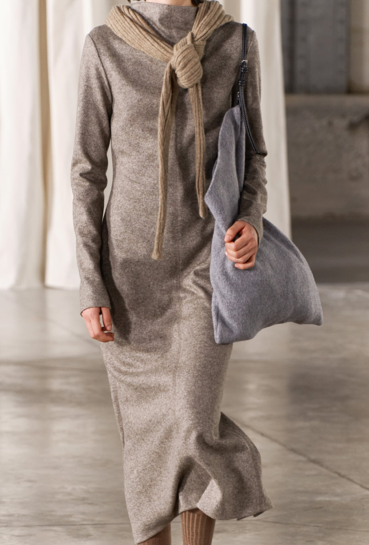zara grey wool dress ZARA. Long grey knit dress Ts  Hibuy market