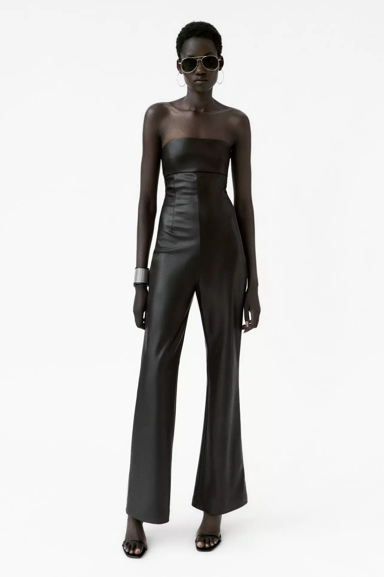 Rodeo  ZARA - STRAPLESS FAUX LEATHER JUMPSUIT