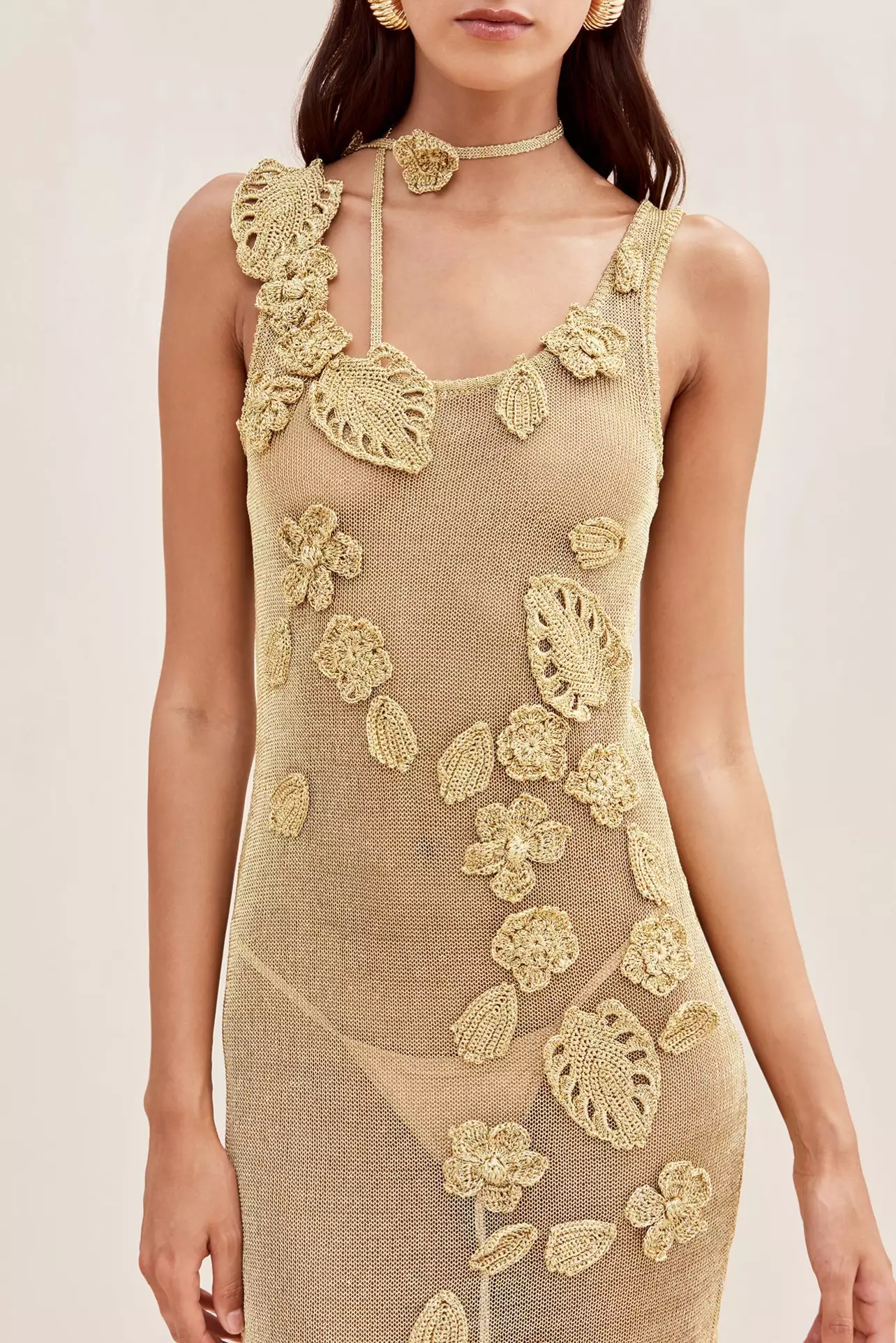 Rodeo  Cult Gaia - PEMMA CROCHET DRESS - GOLD