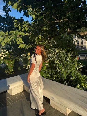 find me in my mansion satin maxi dress Melrose Satin Chiffon Maxi Dress
