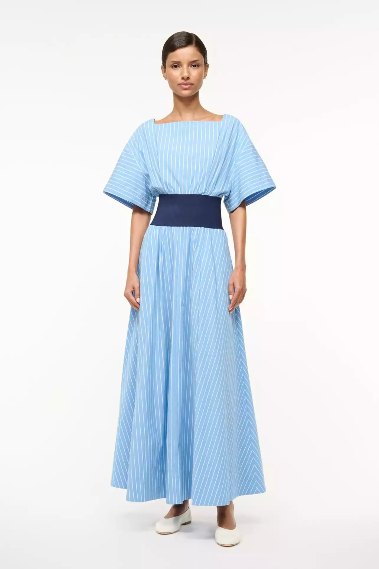 Rodeo  STAUD - AMY DRESS | AZURE PINSTRIPE