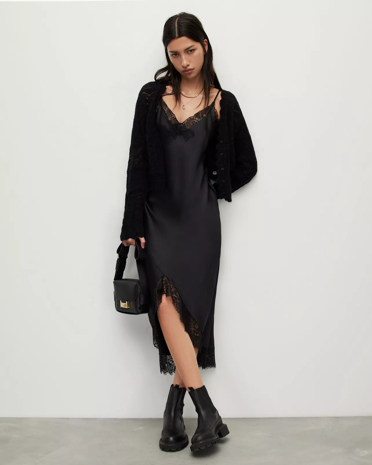 Rodeo  All Saints - Praia Lace Trim Midi Slip Dress