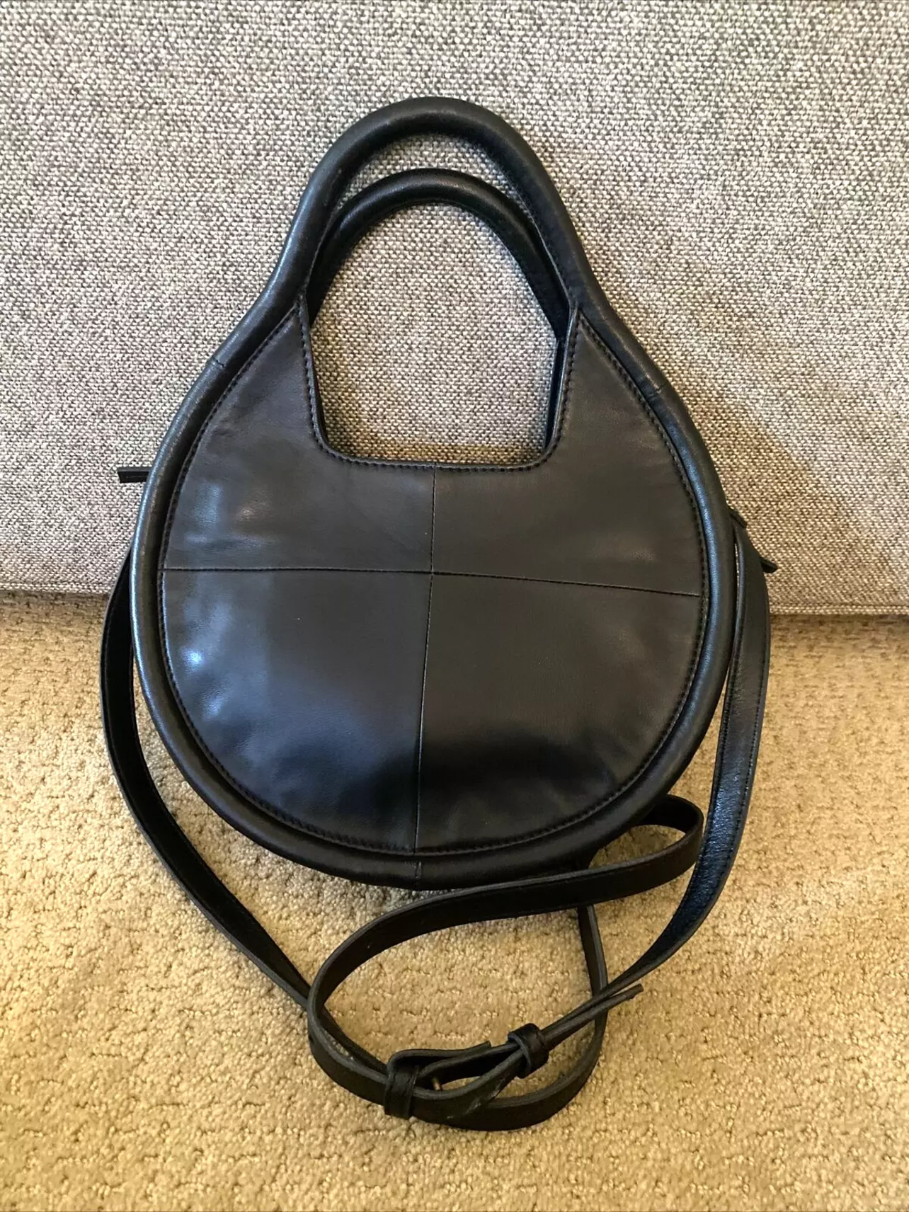 Anthropologie Black Leather Backpack Handbag Anthropologie Black Leather Ruched Shoulder Bag main image 3