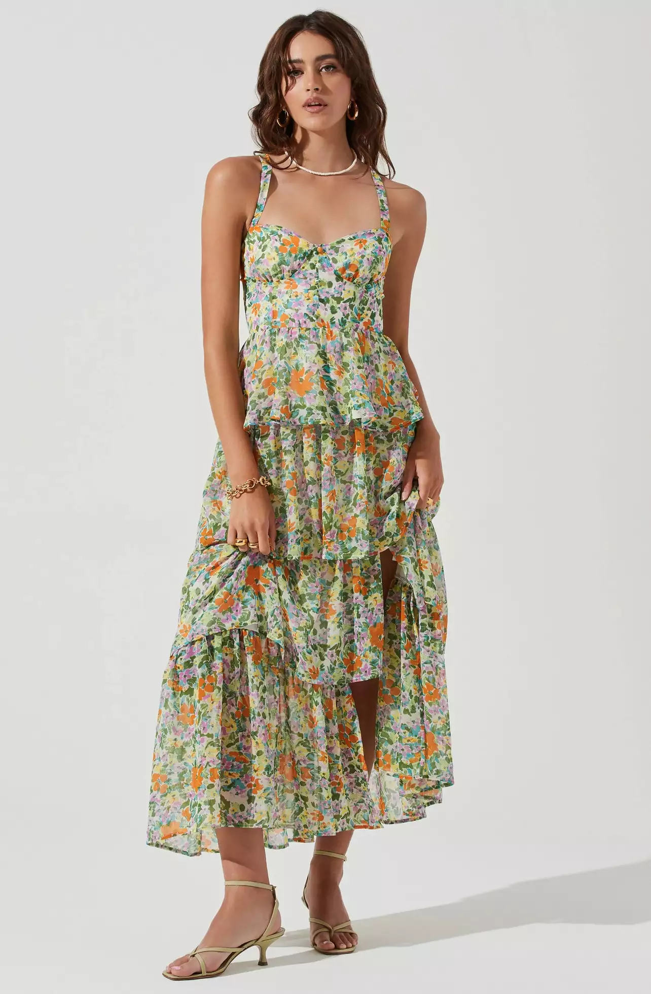chinese dress ladies Anisha Strapless Tiered Ruffle Maxi Dress