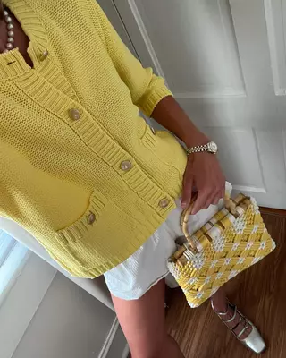 Cardigan - Cotton, yellow — Fashion | CHANEL