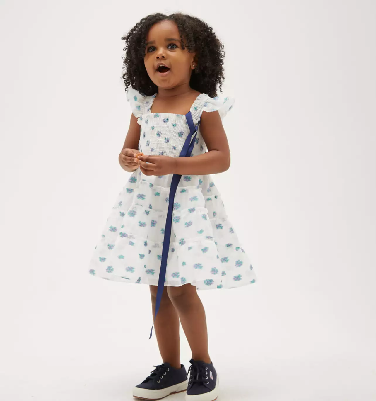 Rodeo  Hill House Home - The Organza Tiny Ellie Nap Dress -  Spearmint/Lilac Floral Jacquard