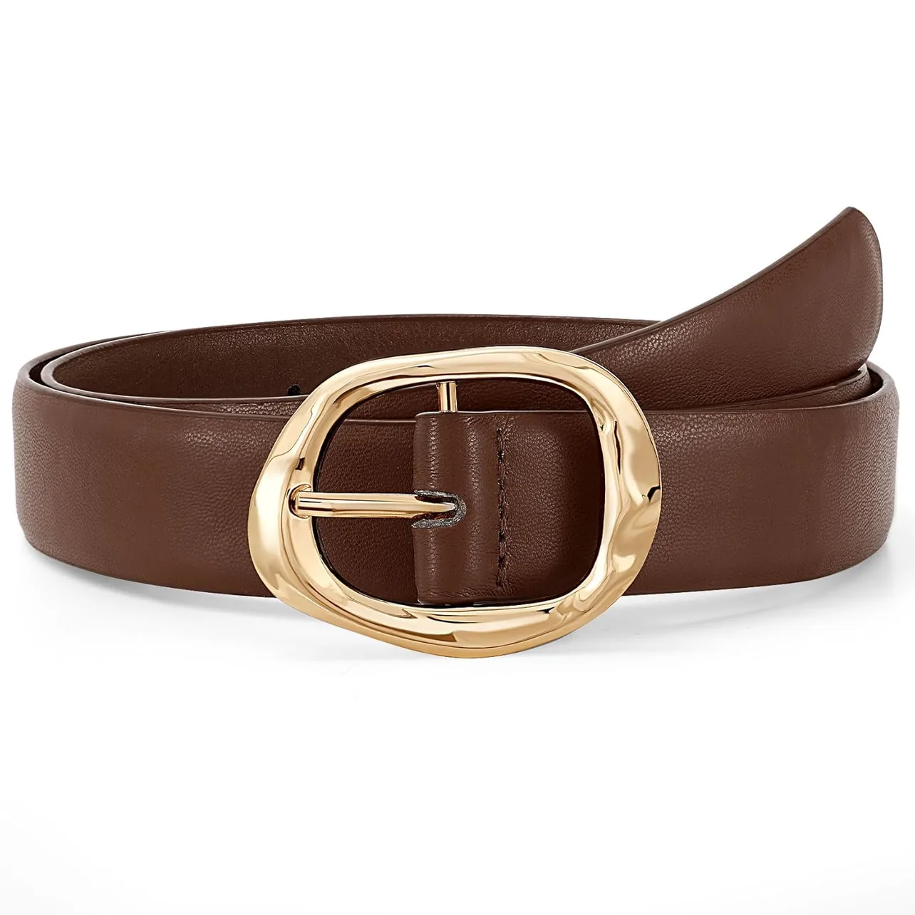 Leather Belt for Women Casual Waist Belt with Gold Buckle Fashion Ladies Belt JASGOOD Women Leather Belt for Jeans Pants Ladies Casual  main image 3