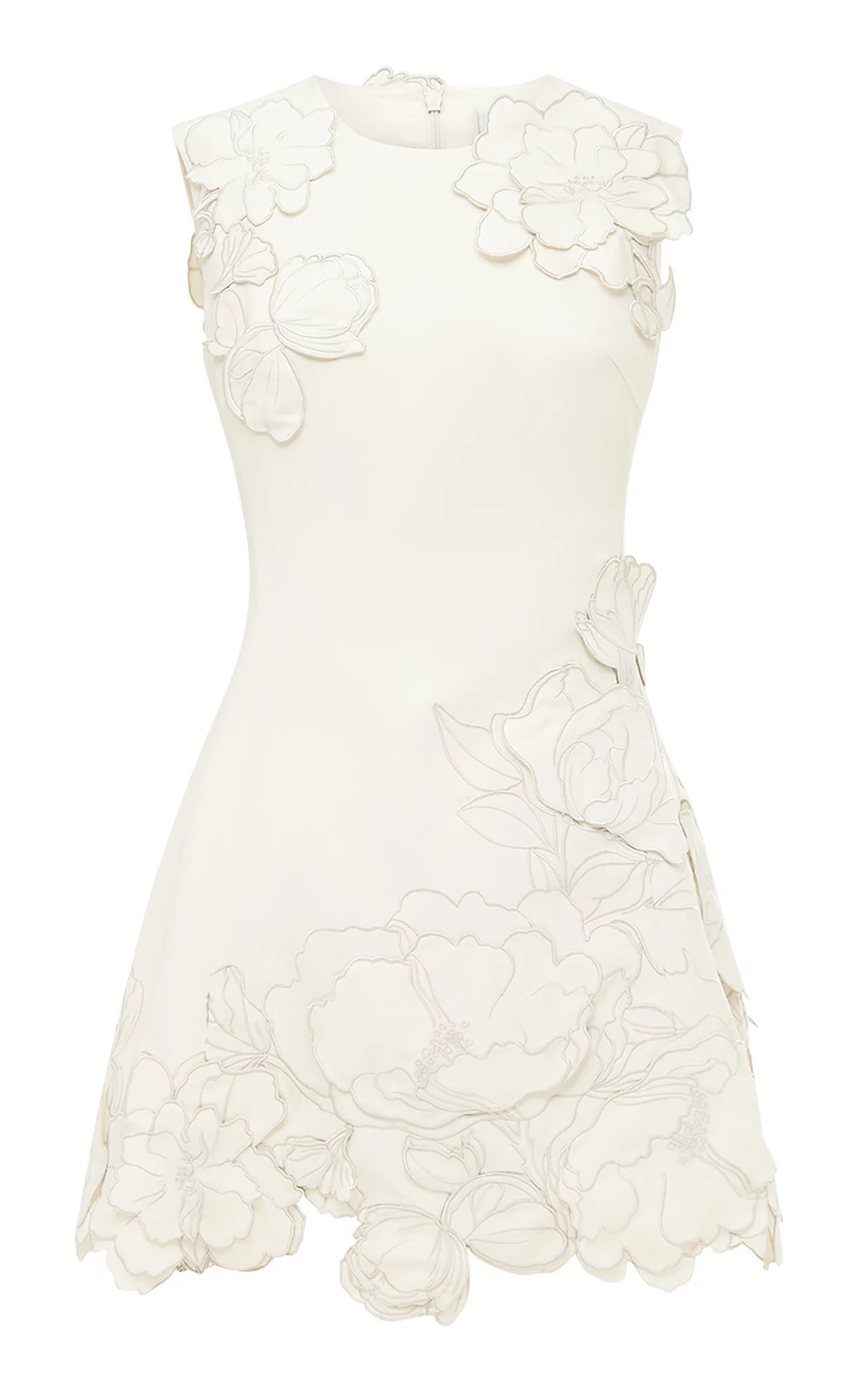 Chloe Floral-Appliqud Crepe Mini Dress Chloe Floral-Appliqud Crepe Mini Dress