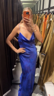 zara blue silk dress Zara main image 1