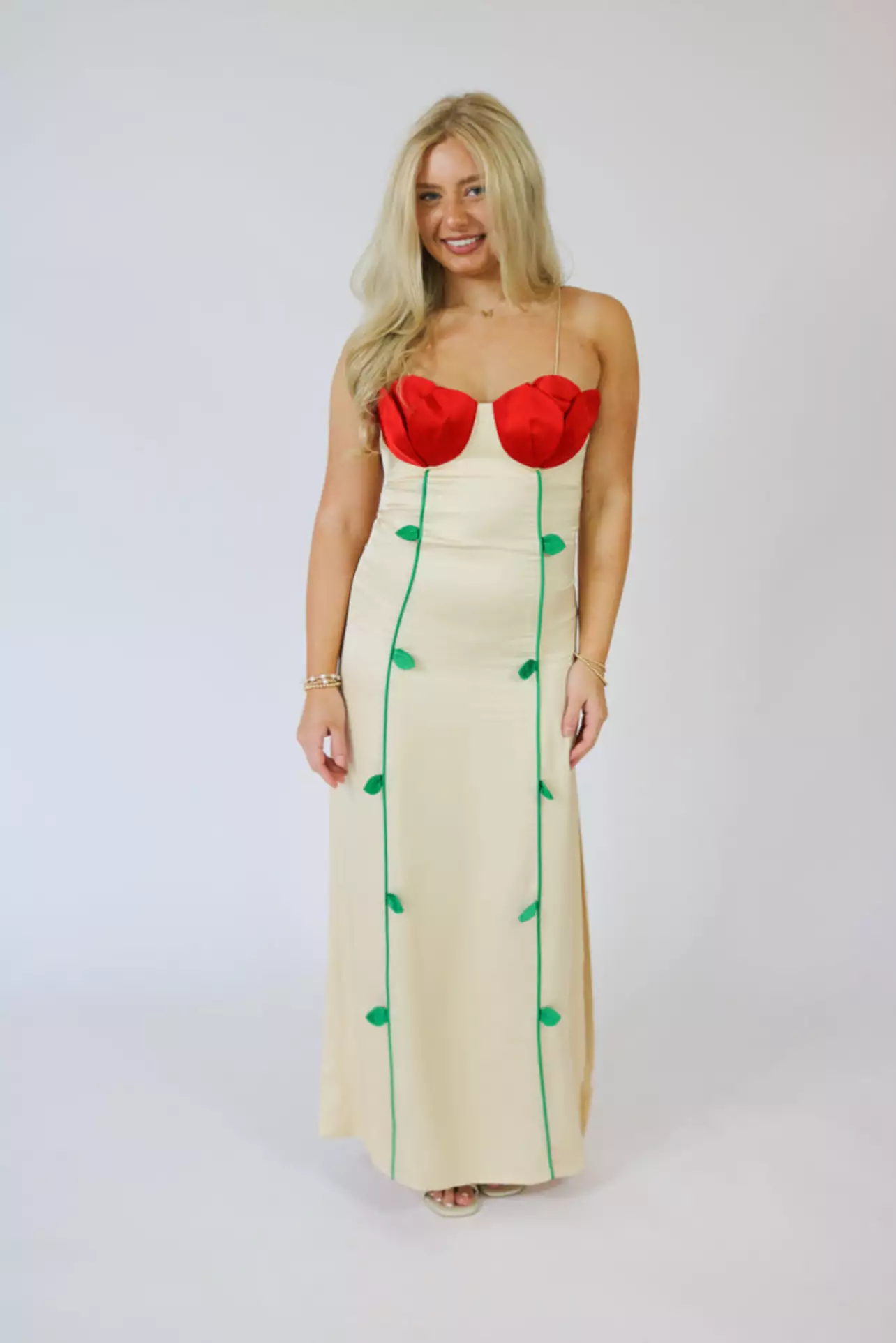 farm rio beige rose dress Cream Rococo Flowers Lace Maxi Dress main image 1