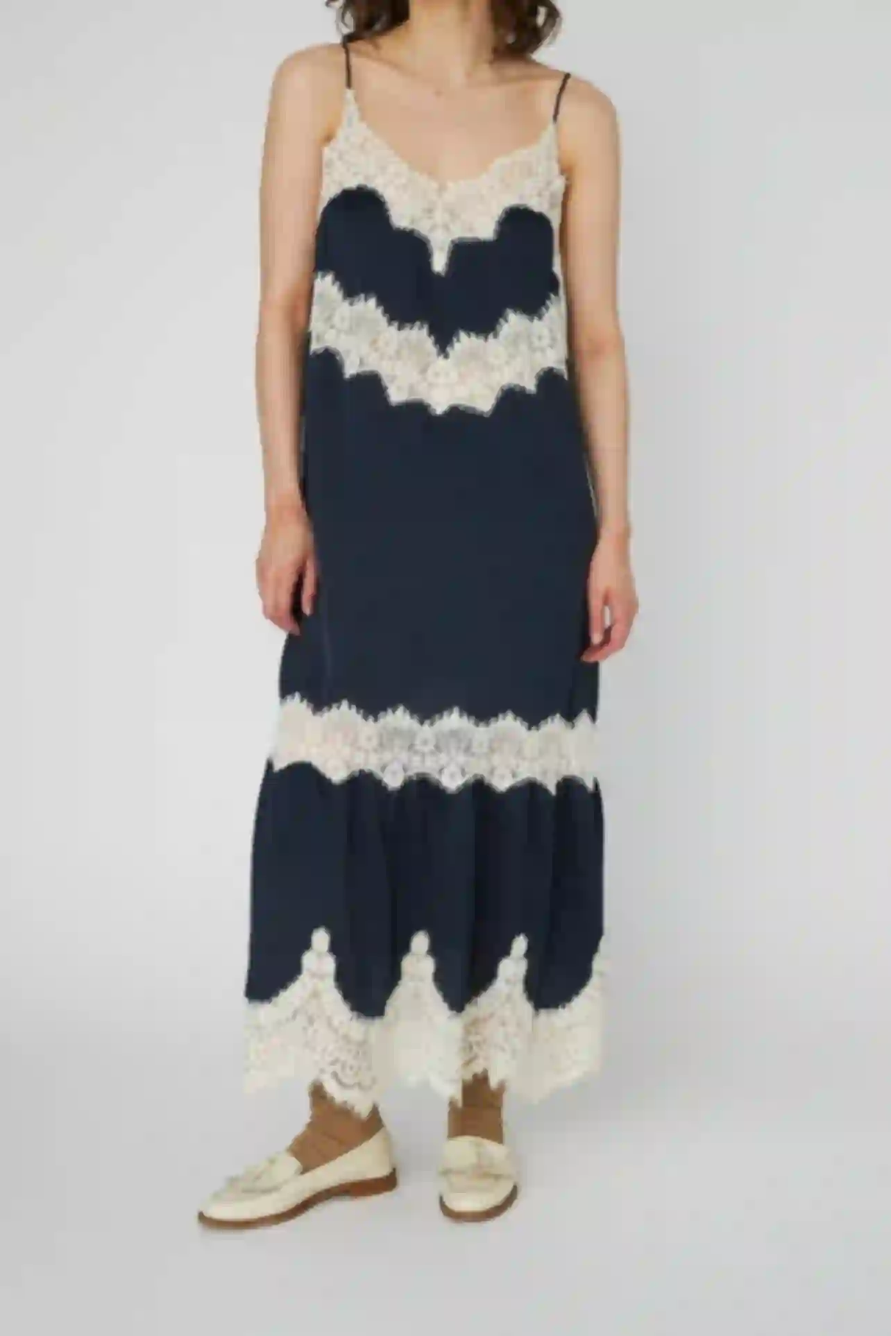 Rodeo  Stella Nova - Delicate Lace Slip Dress - Navy /Creme - 32