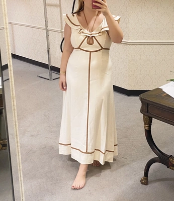 brown and white summer dress Alston Striped Maxi Dress Natural/Tan / S