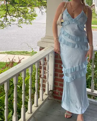 chinese dress ladies Inara Blue Ruffle Prom Dress - US 10 main image 1