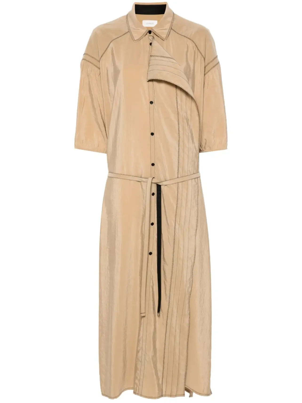 Rodeo  Lemaire - LEMAIRE embroidered asymmetrical shirt dress - Brown